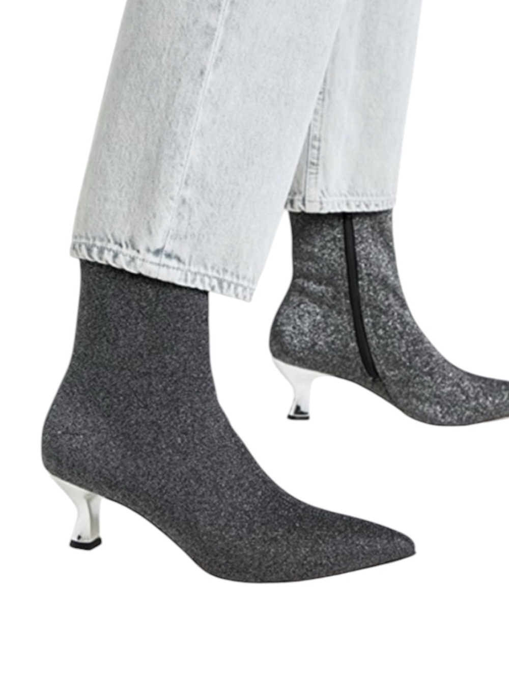 Aster Portofino Metallic Glitter Boots in Gunmetal Grey Size 5